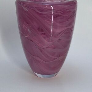 Vtg 1990 KOSTA BODA Pink Swirl Atoll Vase Anna Erhner 9 lbs purple art